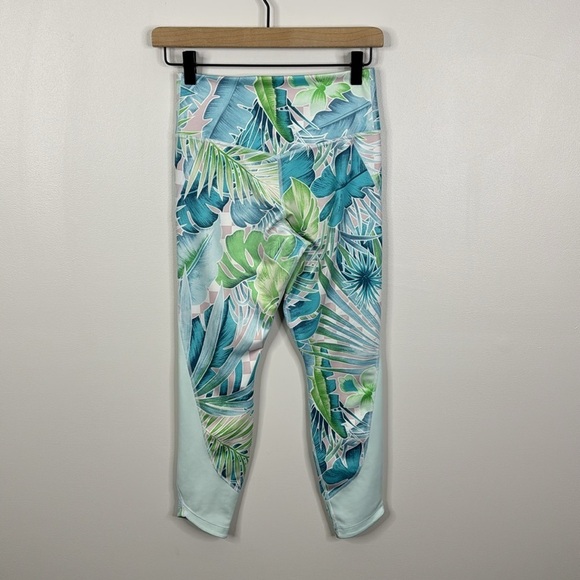 Nike One Luxe High Rise Tropical Print Training Tight Leggings Teal Blue Size S - Picture 5 of 6